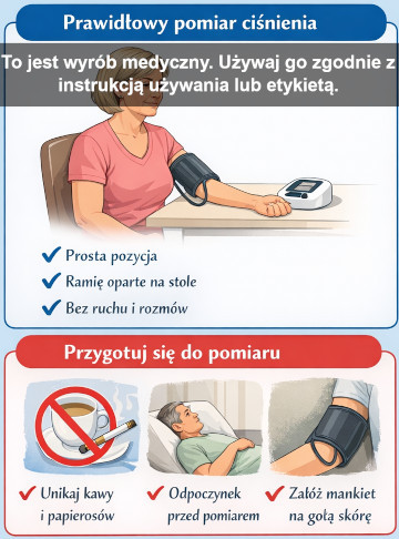 Prawidłowa pozycja ciała podczas pomiaru ciśnienia