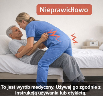 Prawidłowa ergonomia opiekuna podczas podnoszenia osoby chorej